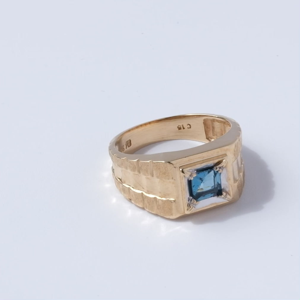 トパーズ カラーストーンリング / Blue Topaz & Diamond Ring Size 14