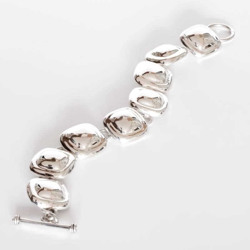 ヴィンテージ シルバー ブレスレット バングル / Square WIDE Shape Mexico Silver Bracelet