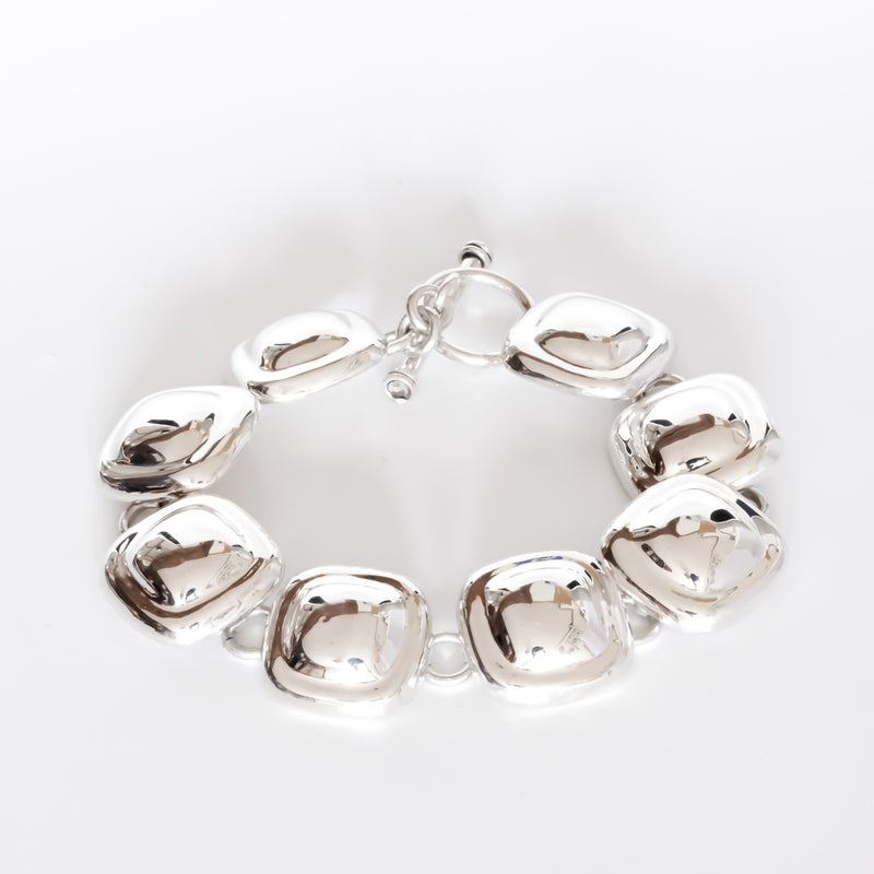 ヴィンテージ シルバー ブレスレット バングル / Square Wide Shape Mexico Silver Bracelet – chili