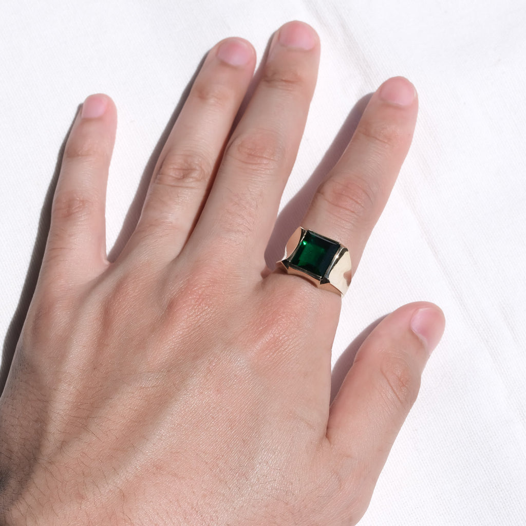 エメラルド カラーストーン リング / Emerald Classic Ring Size 19