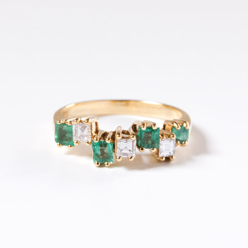 エメラルド & ダイヤモンド 18K リング 8号 / Emerald & Diamond Ring 