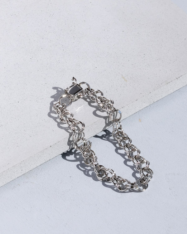 Double Link Chain Bracelet 925 Silver / Italy 