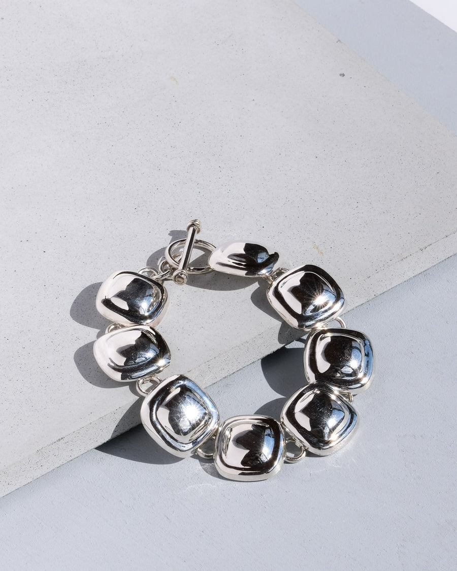 ヴィンテージ シルバー ブレスレット バングル / Square Wide Shape Mexico Silver Bracelet – chili