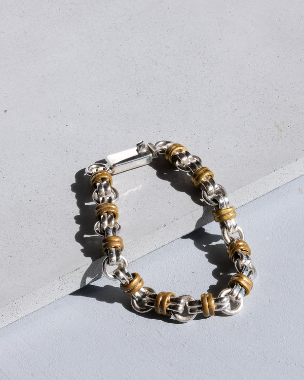 Gold &amp; Silver Chain Bracelet 925 Silver / Mexico 