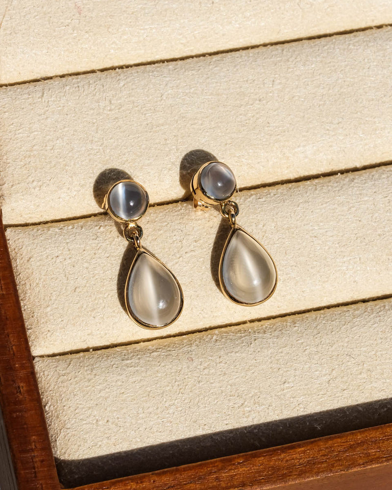 Moonstone earrings 14K Gold