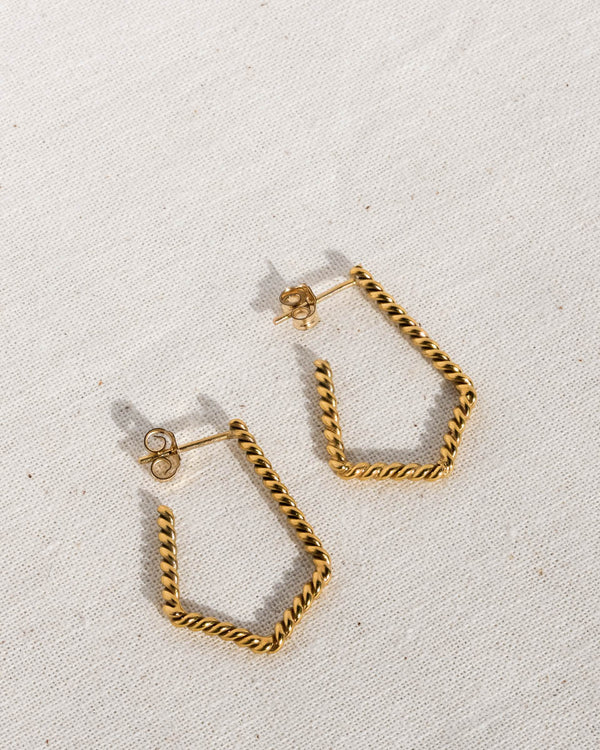 9kt gold rope motif earrings