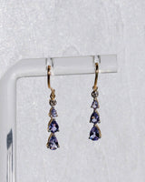 Tanzanite and diamond hook earrings 10K Gold