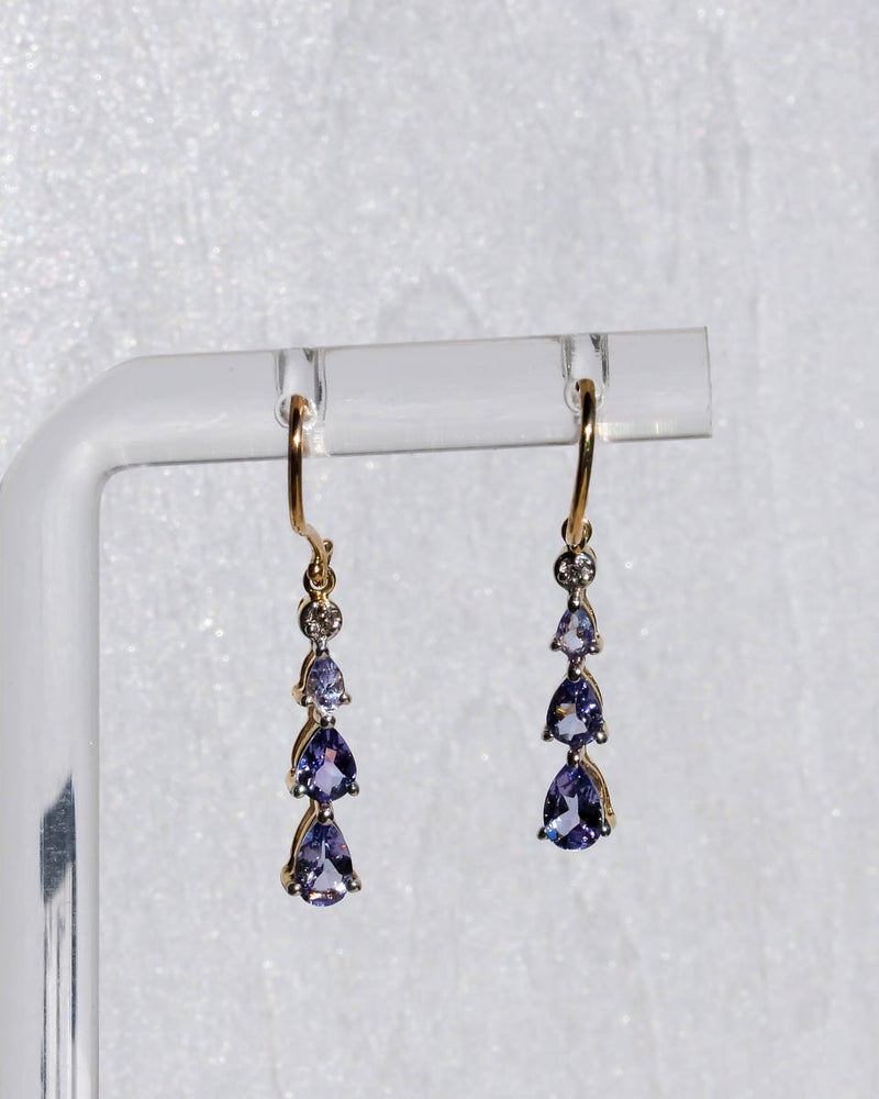 タンザナイト & ダイヤモンド フックピアス / Tanzanite & Diamond