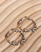 White and rose gold twisted hoop earrings 9K Gold