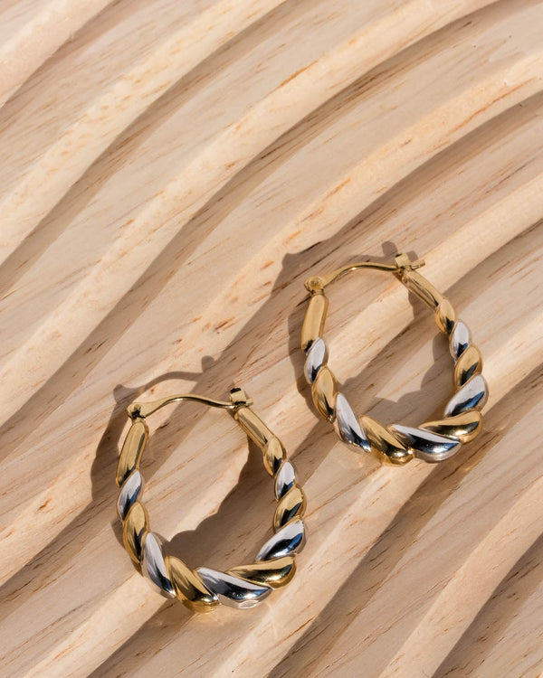 Rope motif hoop earrings 9K Gold