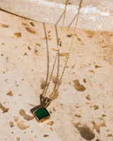 Emerald square charm 9K Gold